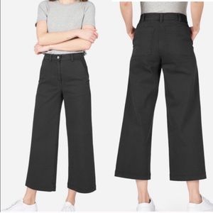 Everlane Black Wide Leg Cropped Pants Sz 12